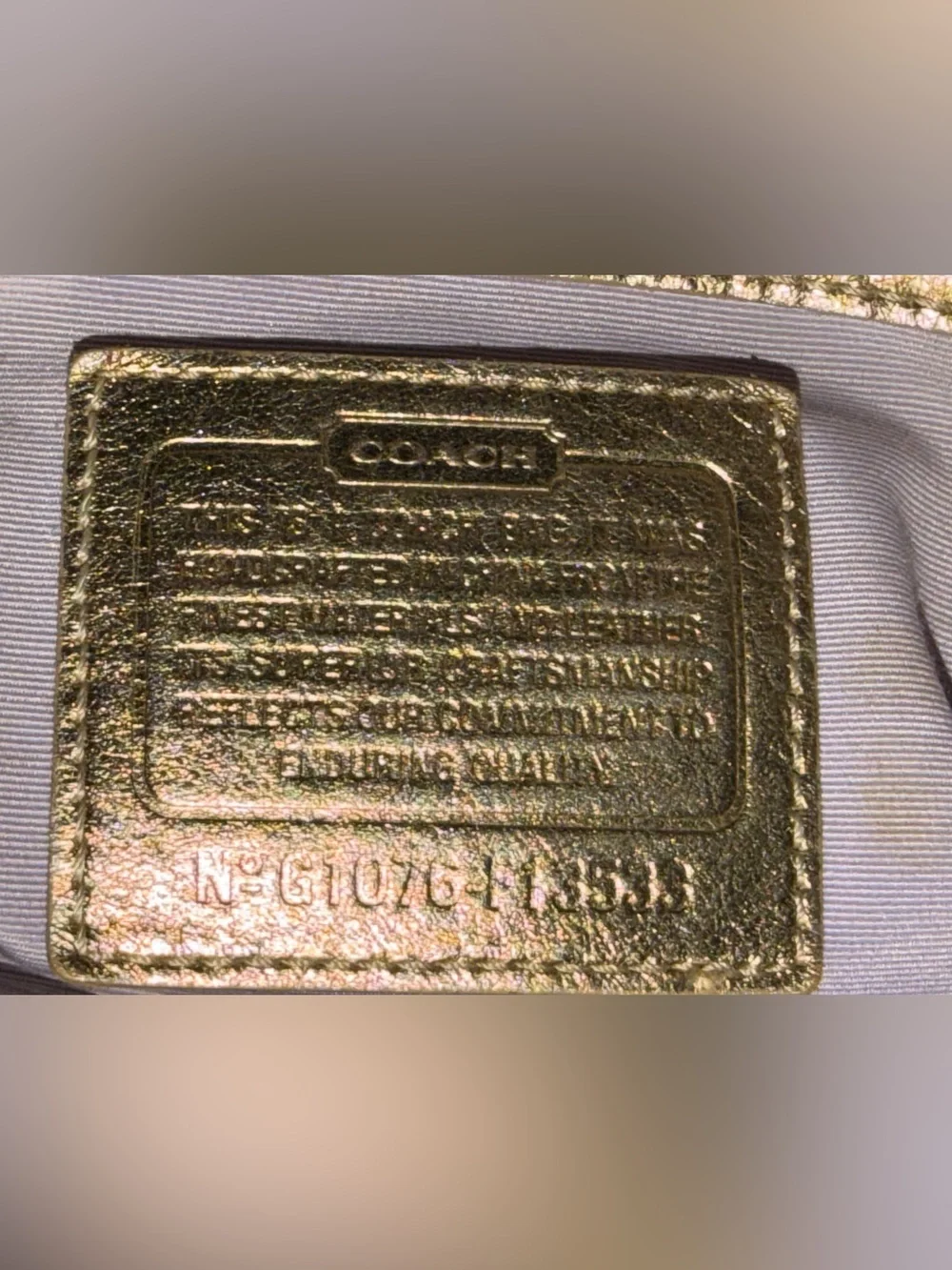 Coach Vintage Signature Kiss-Lock Framing Metallic Gold Carryall Tote